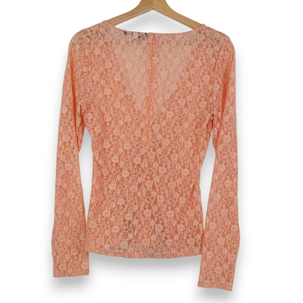 Victoria's Secret Womens Top 8 Peach Lace Sheer Wrap Soft Romantic Balletcore - Picture 3 of 7
